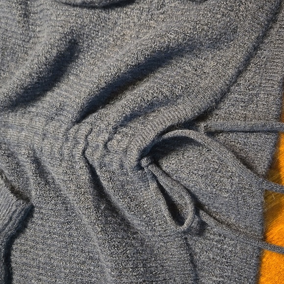 Blue V-Neck Ruched Sweater - Picture 3 of 7